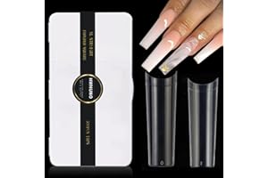 HWHUNO XL Tapered Square Nail Tips No C Curve,500Pcs Clear Medium Half Cover Coffin Nail Tips for Acrylic Nails Professional Salon and DIY Nail Art 10Size with Case