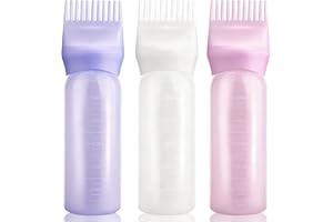 Qancekoo 3 PCS 170ml Root Comb Applicator Bottles with Graduated Scale, Soft Pliable Hair Oil Applicators Dye Brush Applicato