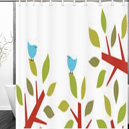 Tree And Bird Home Resistant Waterproof Fabric Polyester Shower