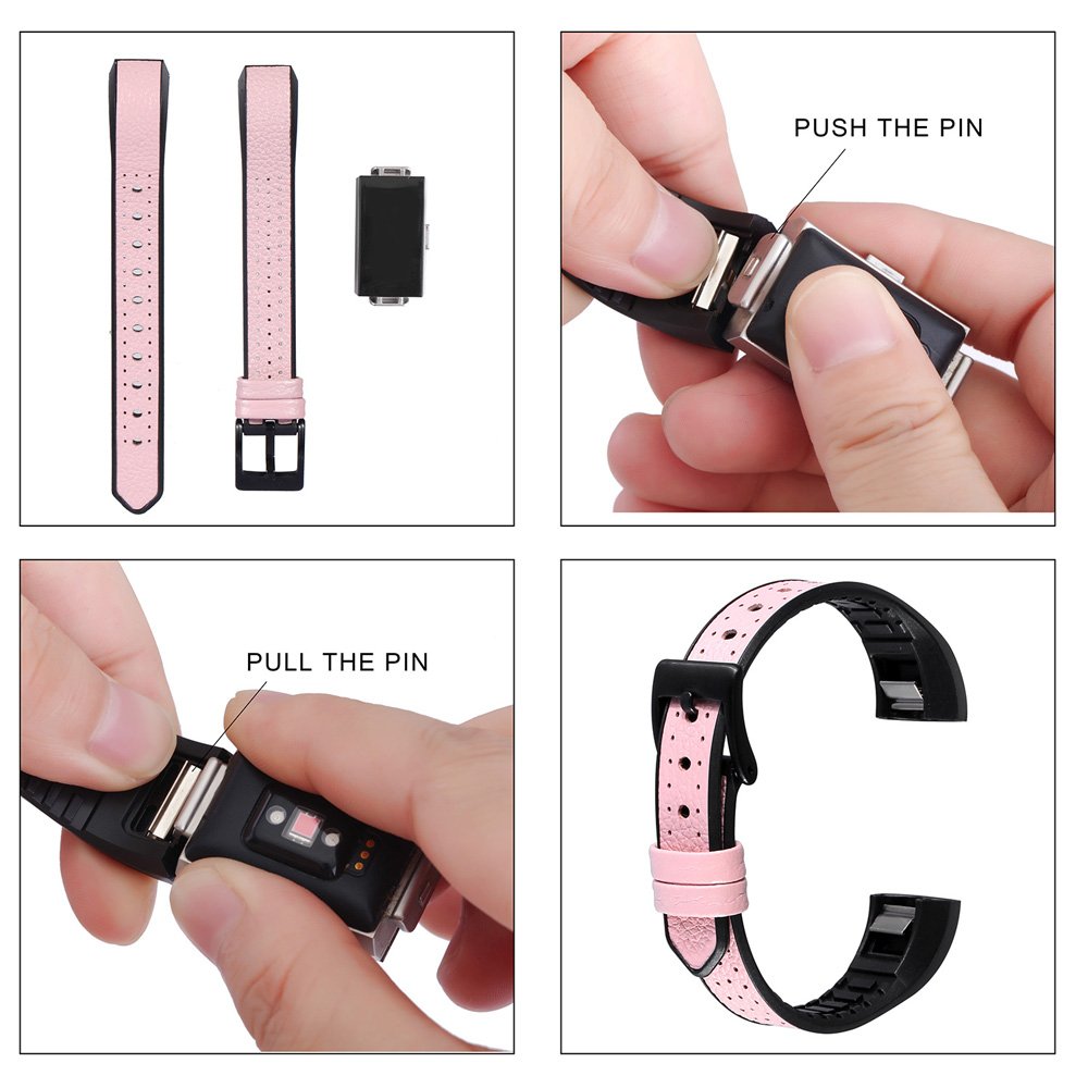 Fitbit Alta HR /Alta Bands for Men&Women, greatgo Replacement Leather TPU Wristbands Accessories Adjustable Sport Small Breathable Strap with Metal Buckle Clasp for Fitbit Alta Fitness Tracker (Pink)