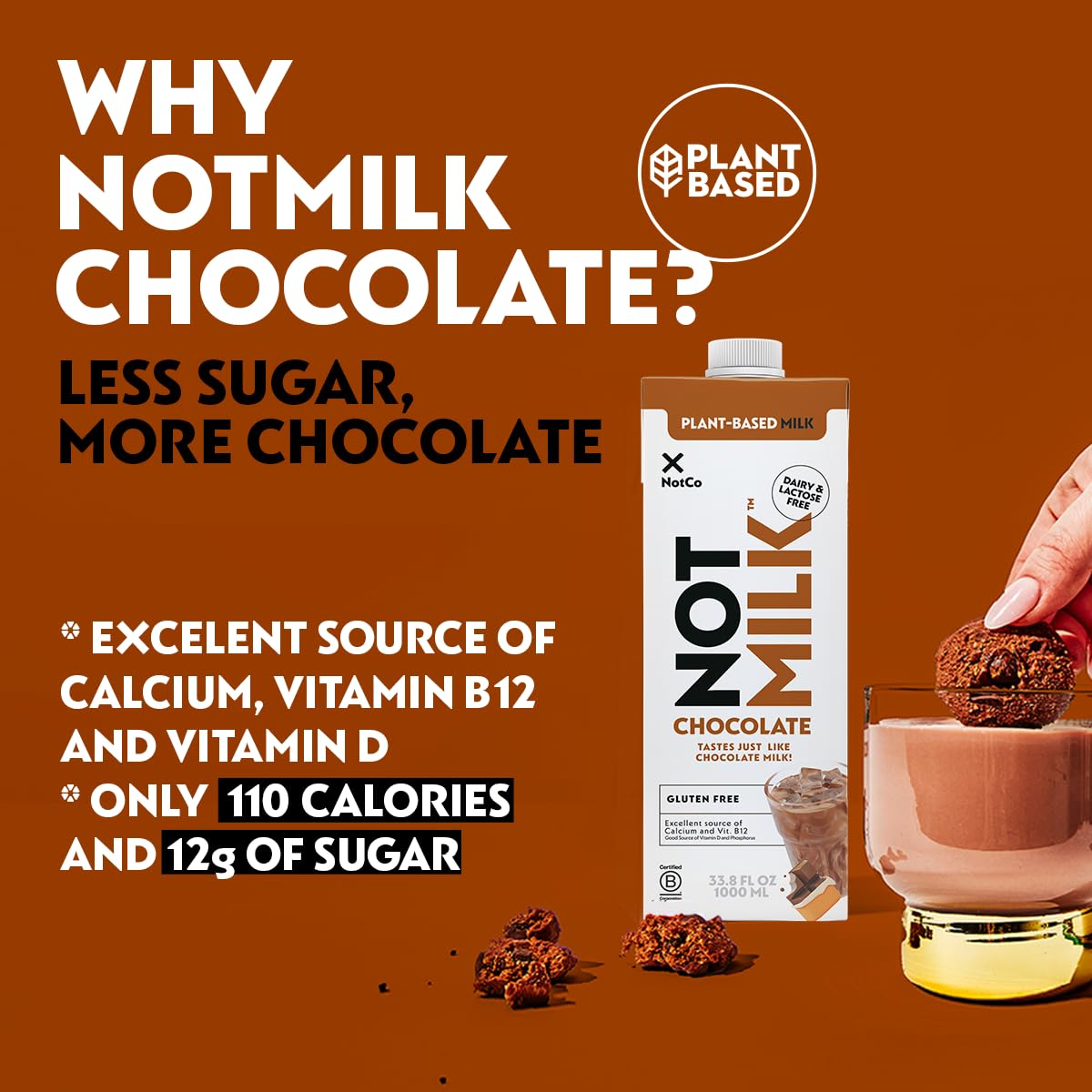 NotMilk Chocolate Plant-Based Milk Alternative, 33.8 Fl Oz (Pack of 6) - Shelf-Stable, Lactose-free, Vegan, Non-GMO