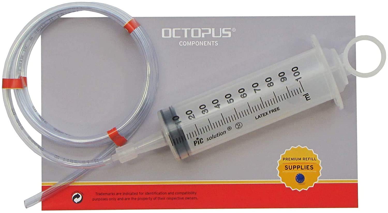 100 ml dosing syringes with 150 cm tube of PVC, plastic syringes with PVC tube, fodder syringes, marinating syringes, extraction syringes with tube