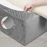 DUJUIKE Divan Bed Base Cover Velvet Elastic Fit Super King 200-210cm Light Grey view 9