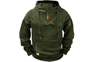 Hoodies for Men Vintage Workout Quarter Zip Running Active Pullover Military Tactical Hooded Sweatshirts with Pockets