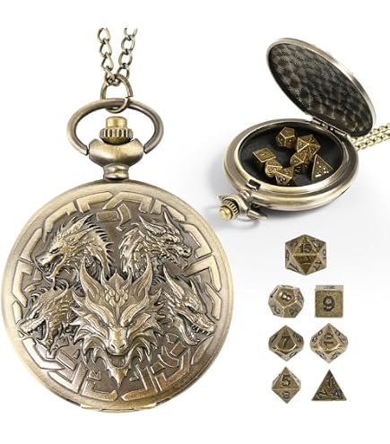 PH PandaHall DND Lot de 7 mini dés en métal avec chaîne de montre de poche pour donjons et dragons, accessoires de jeux de société, cadeau, bronze antique PH PandaHall DND Lot de 7 mini dés en métal avec chaîne de montre de poche pour donjons et dragons, accessoires de jeux de société, cadeau, bronze antique