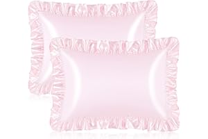 LINENLINE Ruffle Satin Pillowcase for Hair & Skin, Standard Size, Blush Pink, 20x26 Inches, Set of 2 with Envelope Closure, Similar to Silk Pillow Cases, Gifts for Girl
