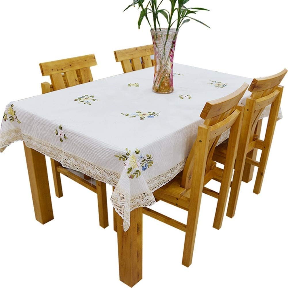 Xiaofeng214 Europa Flores Mantel Hueco Blanco de Encaje de algodón de