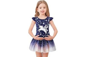 EQSJIU Unicorn Ballet Leotards with Tutu for Girls Toddlers Dance Cotton Tulle Skirts Dress