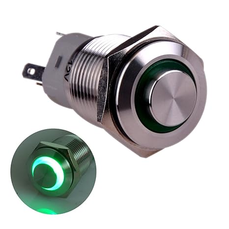 Taien Momentary Push Button Switch 19mm 3 4 1no1nc On Off Black Metal Shell With 12v White Led Light For Car Diy Switches Relays Hauglegesenter Switches