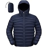 TBMPOY Men's Lightweight Packable Puffer Jackets Hooded Winter Bubble Coat Warm Water-Resistant for Travel Casual Hiking