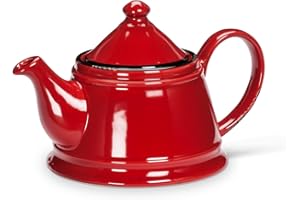 Abbott Collection Enamel Look Teapot - Stoneware, Red, 32oz (9" L)