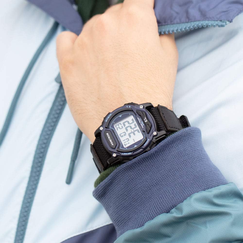 Armitron Sport Unisex 45/7004BLU Navy Blue Accented Digital Chronograph Black Nylon Strap Watch: Watches