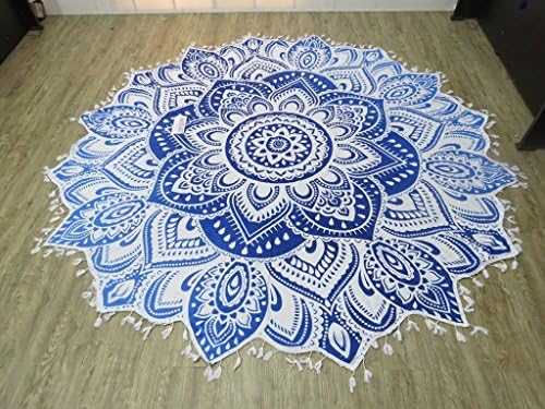 Limited Time SALE!! Round Beach Towel Mandala Round Tapestry Round Mandala Cotton Roundies Printed Round Towels by Ultimate All (Blue Star)