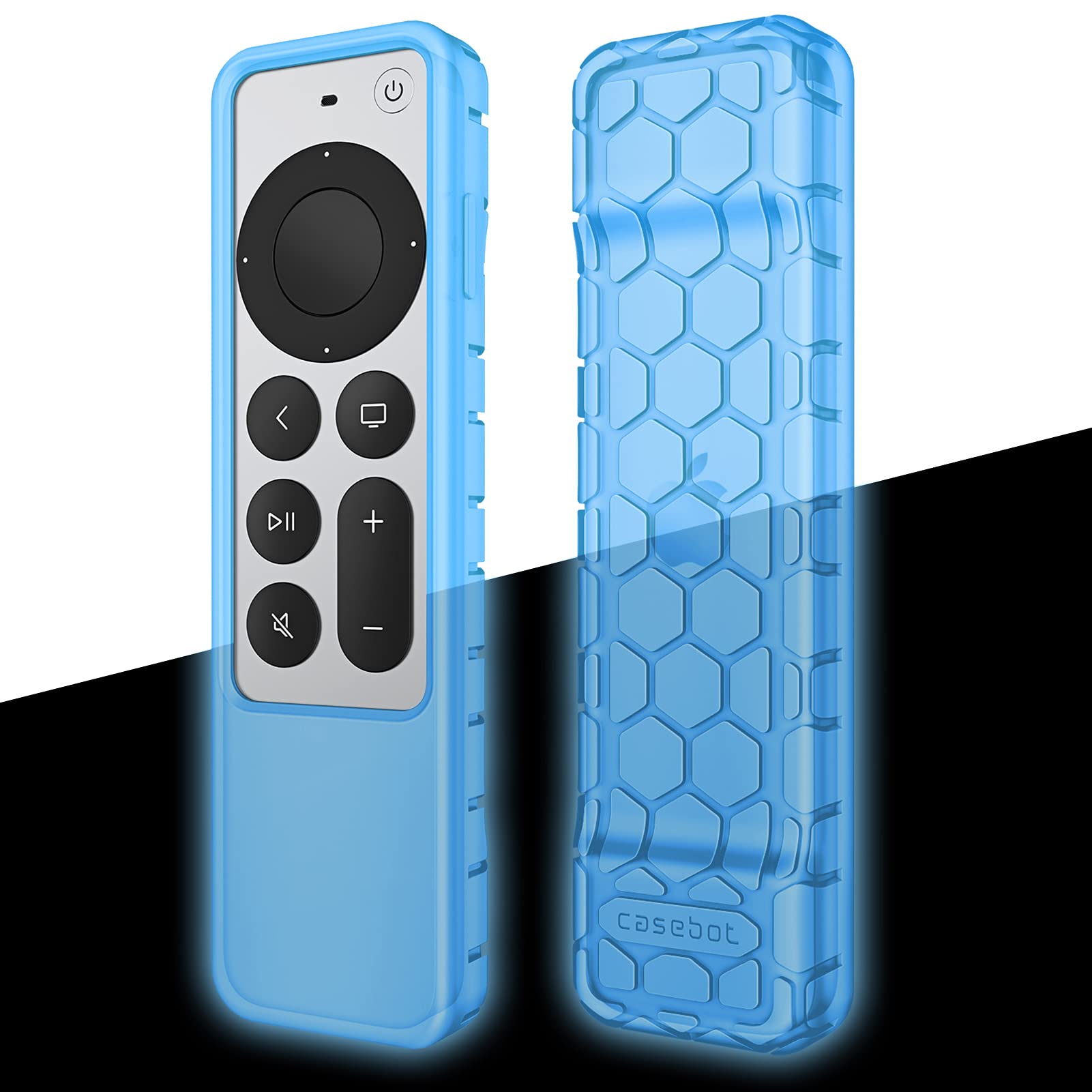 FINTIE Protective Case for Apple TV Siri Remote 2021 - Honey Comb Lightweight Anti Slip Shockproof Silicone Cover for Apple TV 4K / HD Siri Remote Controller (2nd Generation), Sky Blue-Glow โ image 1