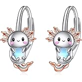 LUHE Sterling Silver Axolotl Dragonfly Penguin Fox Earrings for Women Cute Animal Hoop Earrings Jewelry Gift for Her