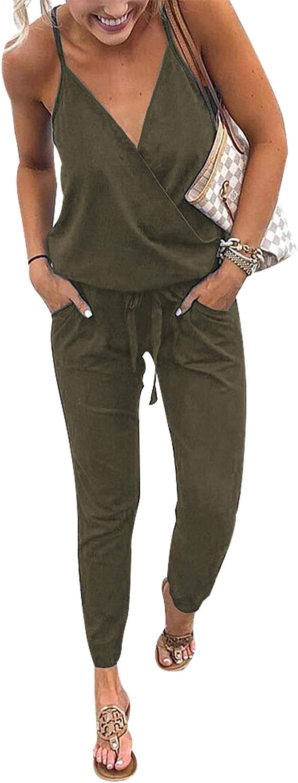 Womens Rompers Summer Jumpsuits Sleeveless Overalls Casual Playsuit Rompers Lounge Romper One Piece Outfits for Women