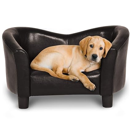 Amazon Com Petsjoy Pet Sofa Pu Leather Pet Dog Sofa Soft Warm