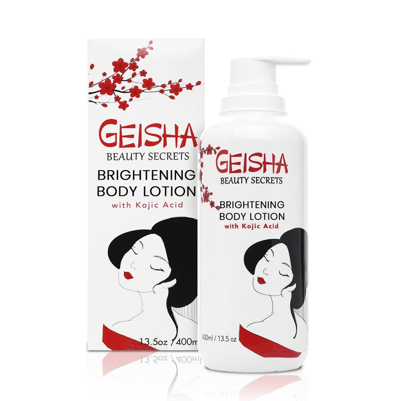 Geisha Kojic Acid Skin Brightening Body Lotion - 13.5 fl oz / 400ml- Daily Moisturizing Cream for Uneven Skin Tone