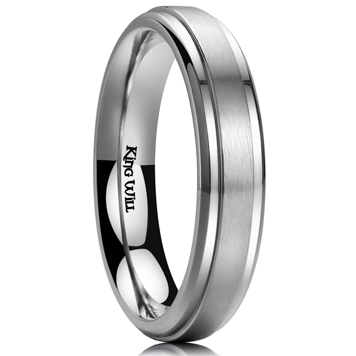 King Will BASIC 4mm 6mm 7mm 8mm 9mm Mens Titanium Wedding Ring Brushed Finished Wedding Band Comfort Fit Stepped Edge
