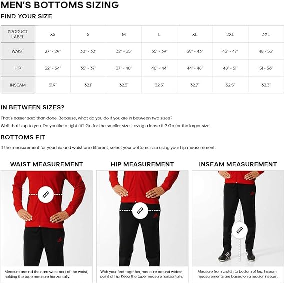 adidas pants size