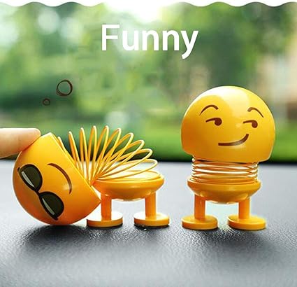 Nilkamal Emoji for car Dashboard, Funny Smiley face Head Doll Gift Toys for Kids, Dancing car Ornaments Emoticon Figure Bobble Heads with Spring