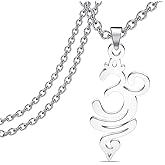 LQRI Breathe Symbol Yoga Necklace - Aum Om Ohm Sanskrit Symbol Charm Necklace - Yogi Gift for Yoga Lovers and Teachers