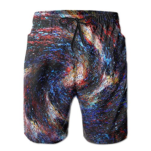Man's Galaxy Sky Morrison Space Stretch Quick Dry Beach Pants Shorts With Pockets