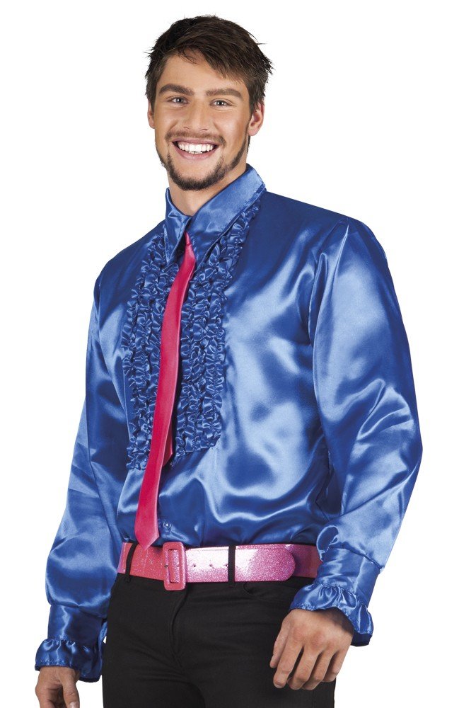 Shoperama 70s Ruffle Shirt for Men, 70s Disco Strike Move Bad Taste