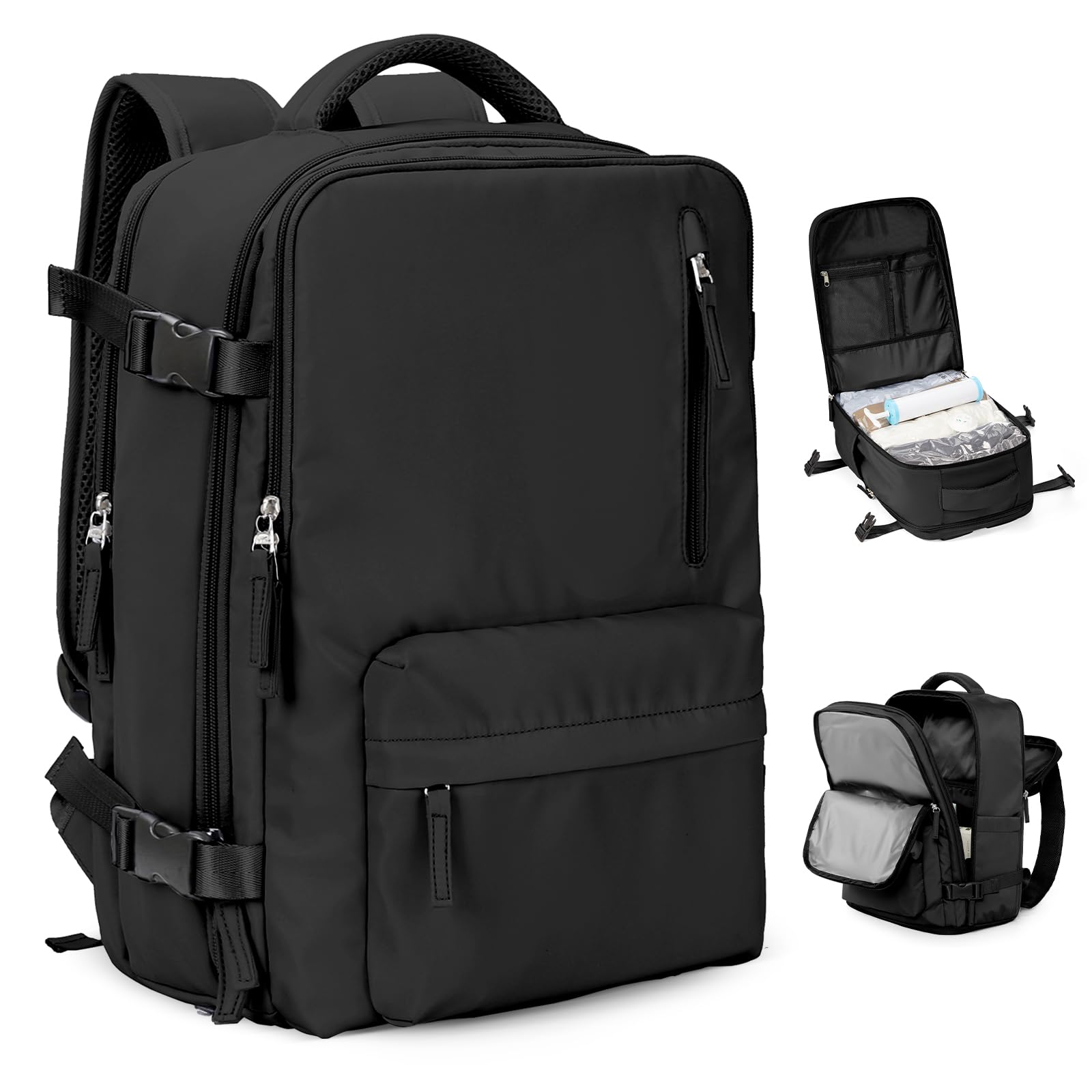Photo 1 of ***No pump, the bag doesn’t compress, only comes with a space bag***VGCUB Large Travel Backpack with Storage Compression Seal Bags for Clothing with Pump Vacuum System Carry on Personal Item Work Business Vacpack Laptop Backpack for Women Men Black***No p