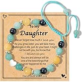 Chuchoter To My Daughter/Granddaughter/Niece Bracelet,Sweet Heart Natural Stone Beaded Bracelet For girl,Birthday Christmas Valentines Graduation Gifts for girl