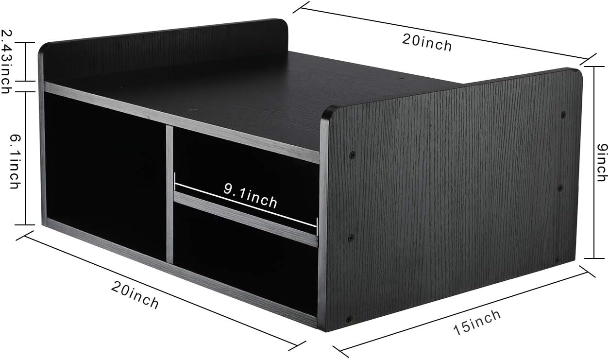PAG Monitor Printer Stand Computer Riser with Storage Wood Desk Organizer for Home/Office, 2-Tier, Black: Electronics