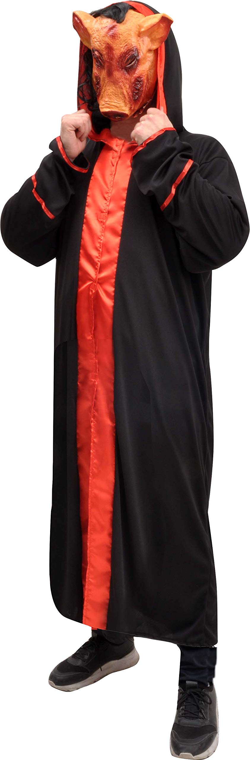 Ciao 62204 Devil Sect Horror Pig Disguise, Adult, Solid, Black, Red, One Size