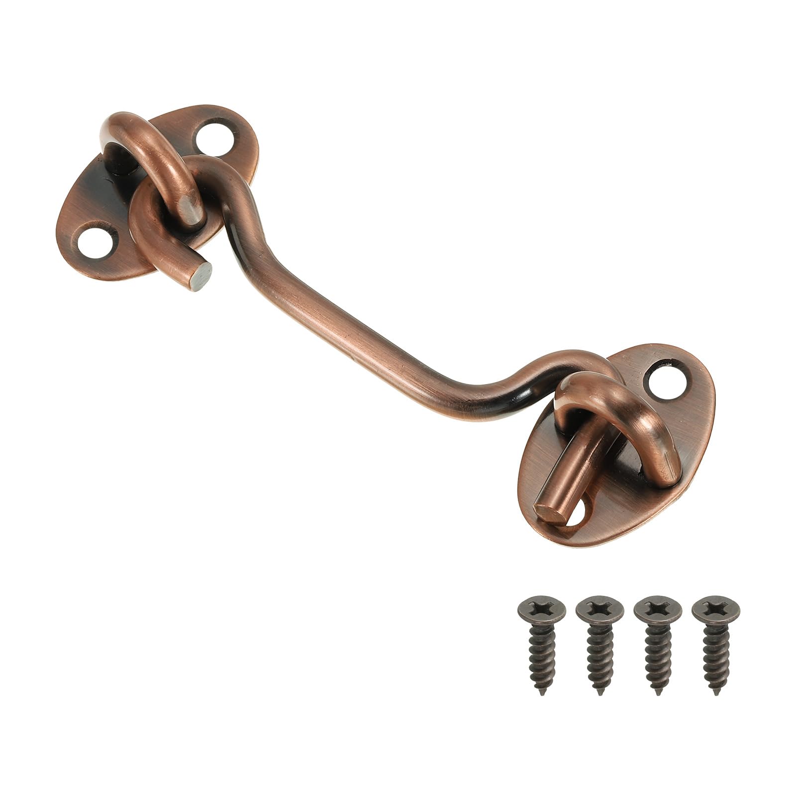 PATIKIL 4 Inch Hook Eye Latch, Carbon Steel Privacy Hook and Eye Latch Gate Latch Lock for Window Sliding Door Barn Door, Red Bronze