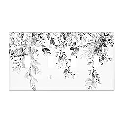 Grey Leaves 4 Gang Light Switch Cover Decorative