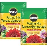 Miracle-GRO Potting Mix Soil 8.8L, 2-Pack | More Blooms & Color | Feeds 6 Months for Indoor & Outdoor Container Plants