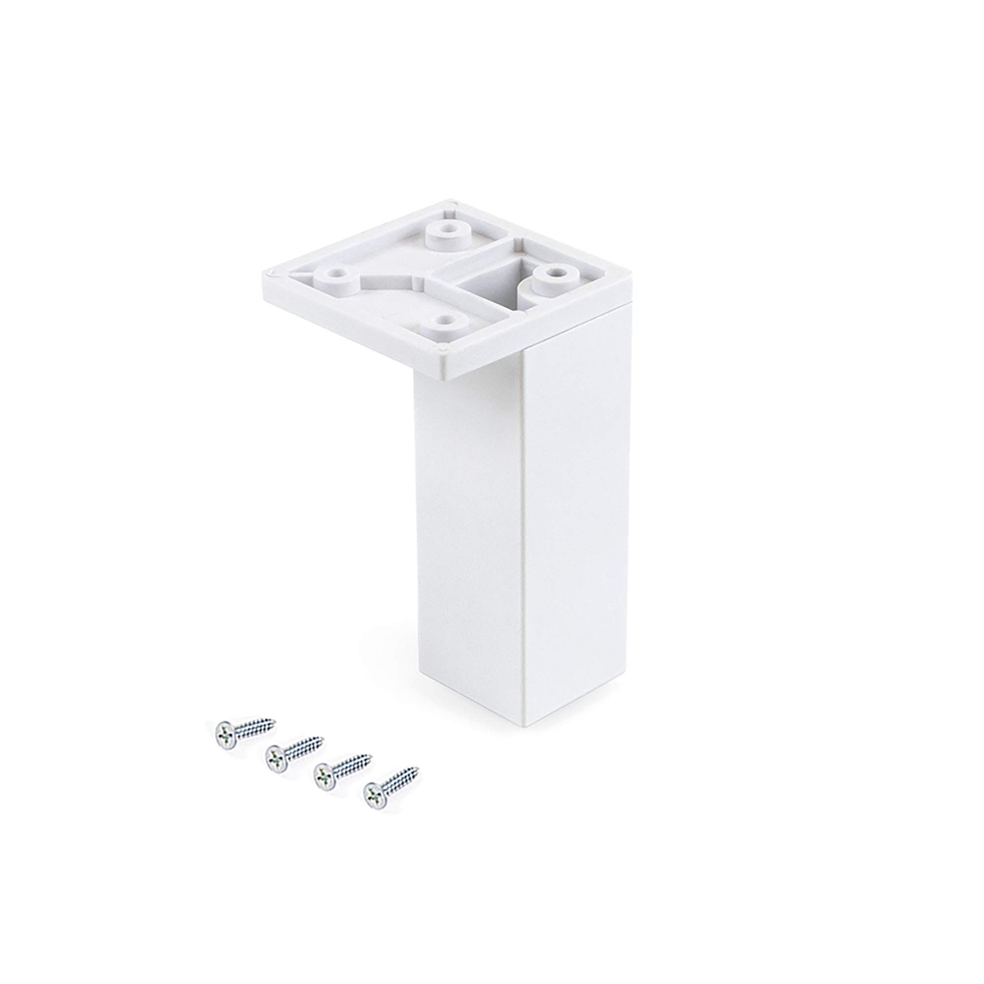 Emuca - Furniture feet, Furniture Legs from Plastic, Set of Legs with Fixing Screws (H 100mm Corner (Set of 4 pcs), White)