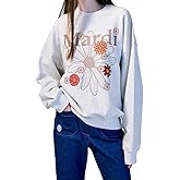 mardi mercredi Women's FLOWERMARDI BLOSSOM Graphic Sweatshirt, 100% Cotton, Relaxed Fit Crewneck, Colorful Floral Print