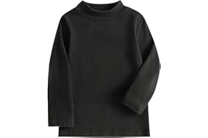 JWWN Kids Mock Turtleneck Thermal Underwear Fleece Shirts Little Boys Girls Long Sleeve Lightweight Base Layer Tops 12M-7Y