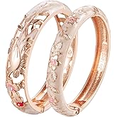 UJOY Colors Handcraft Jewelry Cloisonne Bracelet Enamel Hollowed Bird Spring Hinged Womens Bangles Gifts Box 88A31-55C49