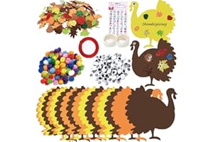 LUKBERA 660pcs Fall Foam Turkey Thanksgiving Craft Kits, Thanksgiving Turkey Foam Stickers Glitter Maple Leaf Pumpkins Self Adhesive Stickers Set for Kids Thanksgiving DIY Arts and Crafts Party Décor