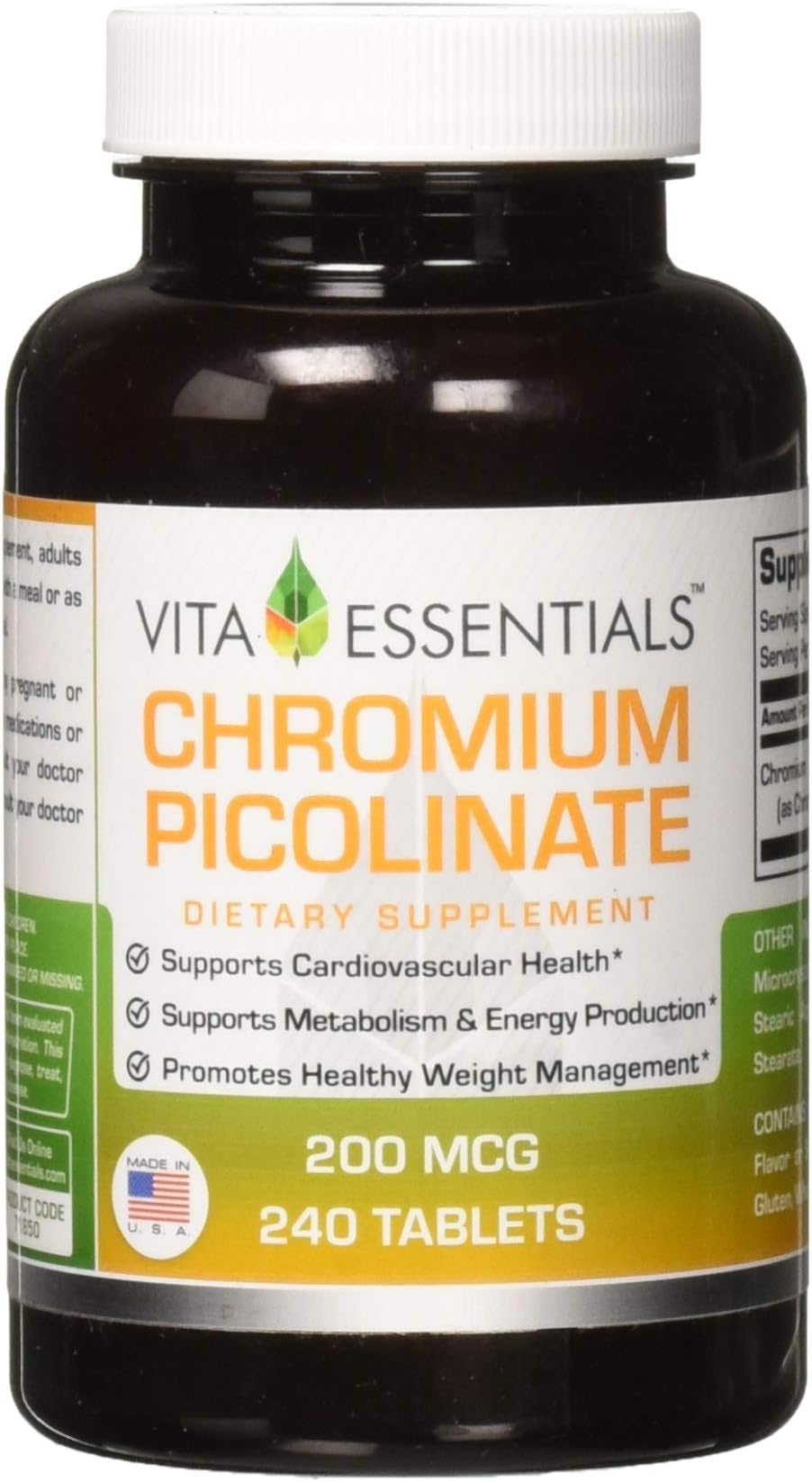 Vita Essentials Cromium Picolinate 200 Mg Tablets, 240 Count