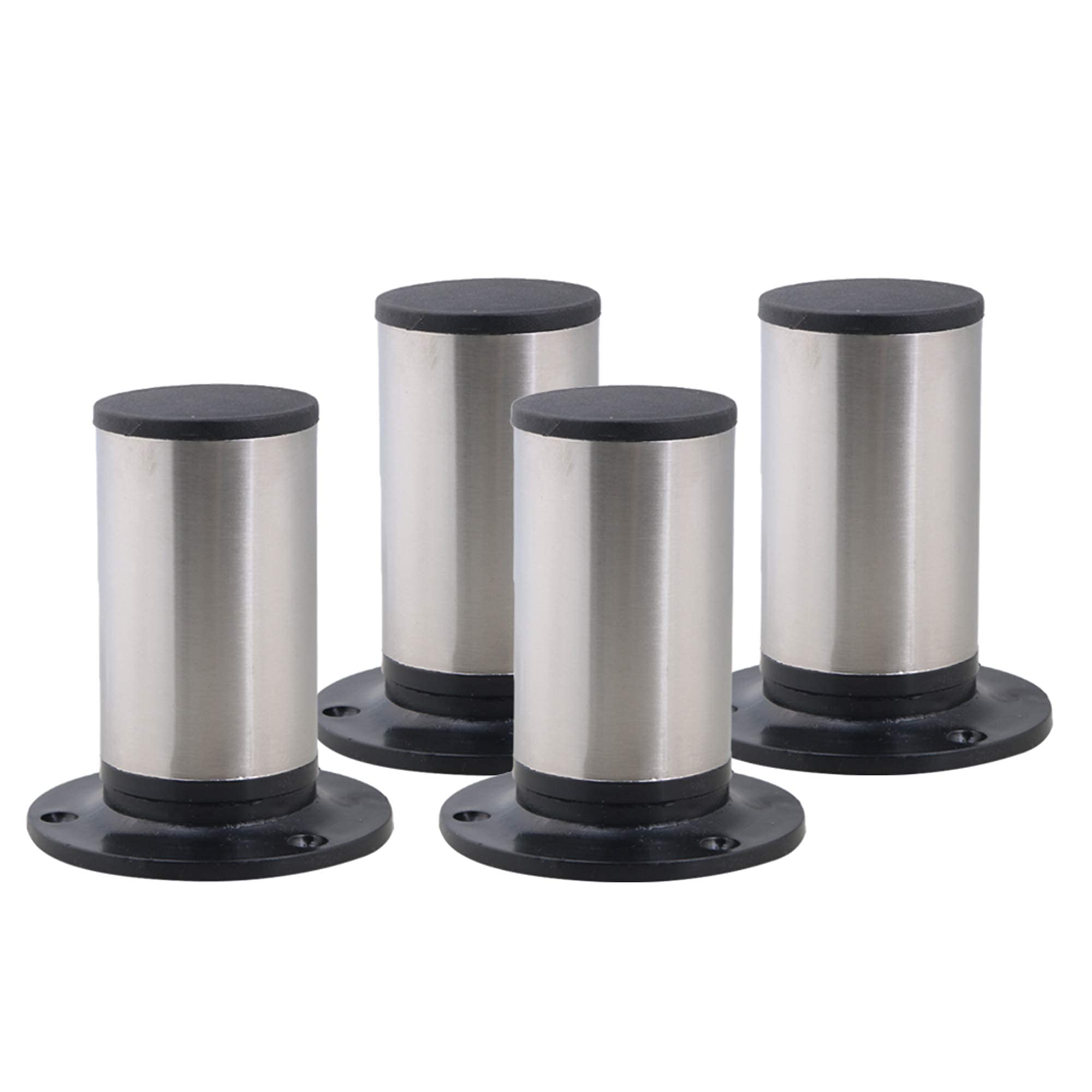 SHANOER 4PCS 100mm Height Round Adjustable Kithchen Feet Stainless Steel Cabinet Furniture Leg