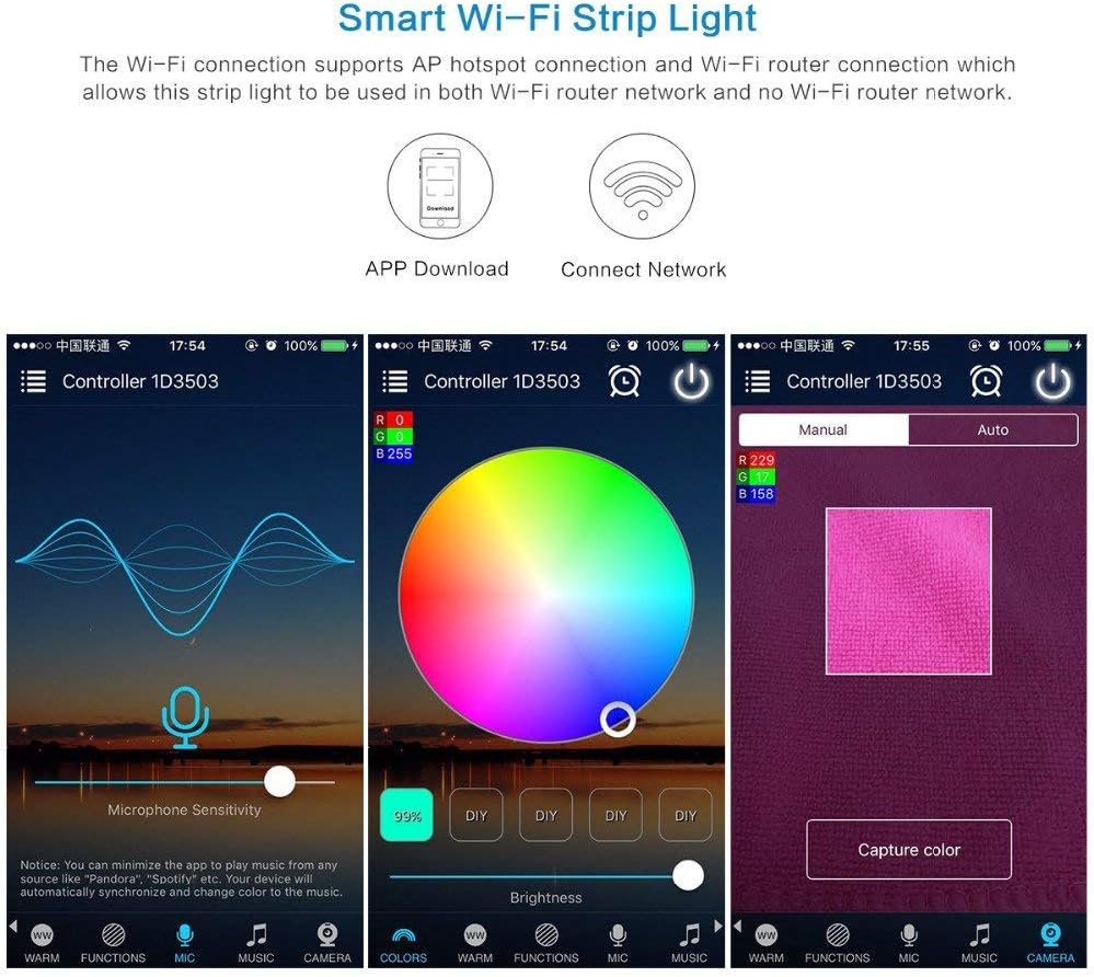 Ubanner WiFi Wireless Smart LED Controller with 24 Keys Remote for RGB LED Strip Lights Compatible with Alexa Google Home IFTTT - Image 4