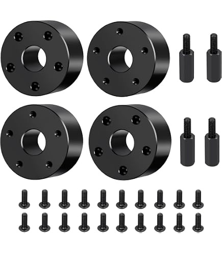 4 Adattatori Allarga Mozzo Ruota Per RC Crawler 1:10 - Alluminio Nero Per Tamiya Clod Buster
