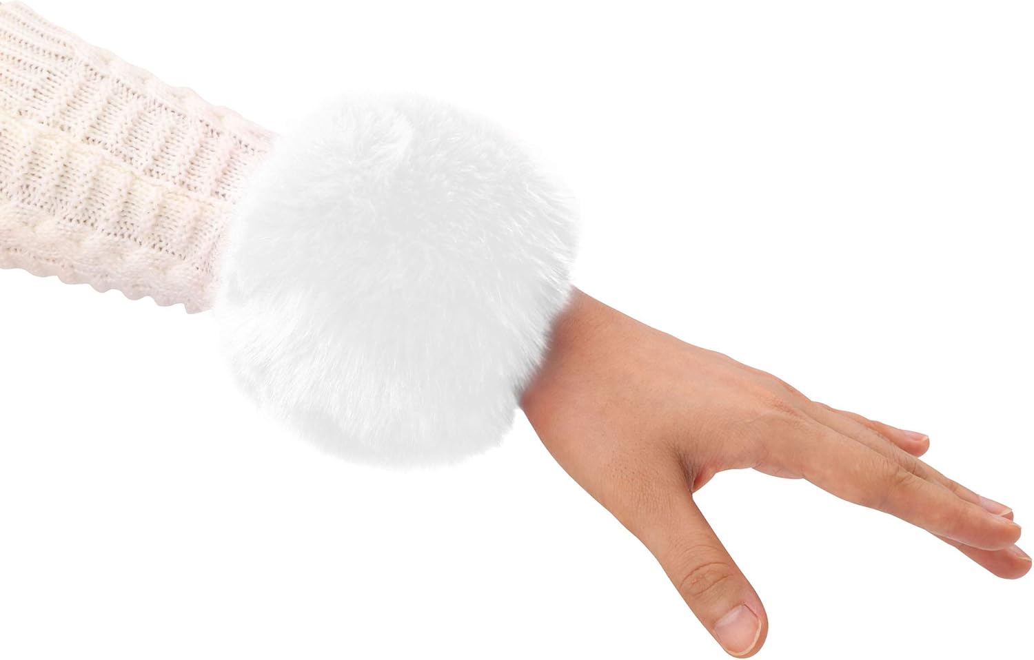 Simplicity Faux Fur Costume Wrist Band Ring Cuff Fuzzy Arm Warmers, White at  Women’s Clothing store: Running Gloves