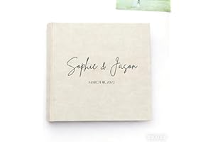 Personalized Photo Album 4x6 for100 Photos,Linen Wedding or Anniversary Photo Album with Sleeves for 10x15 cm Photos. Custom 