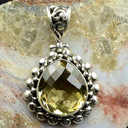 Natural gemstone pendant Yellow lemon quartz pendant 925 sterling silver oxidized jewelry traditional pendant Mother’s day gift Joyous brilliance topaz gift handmade gemstone jewelry