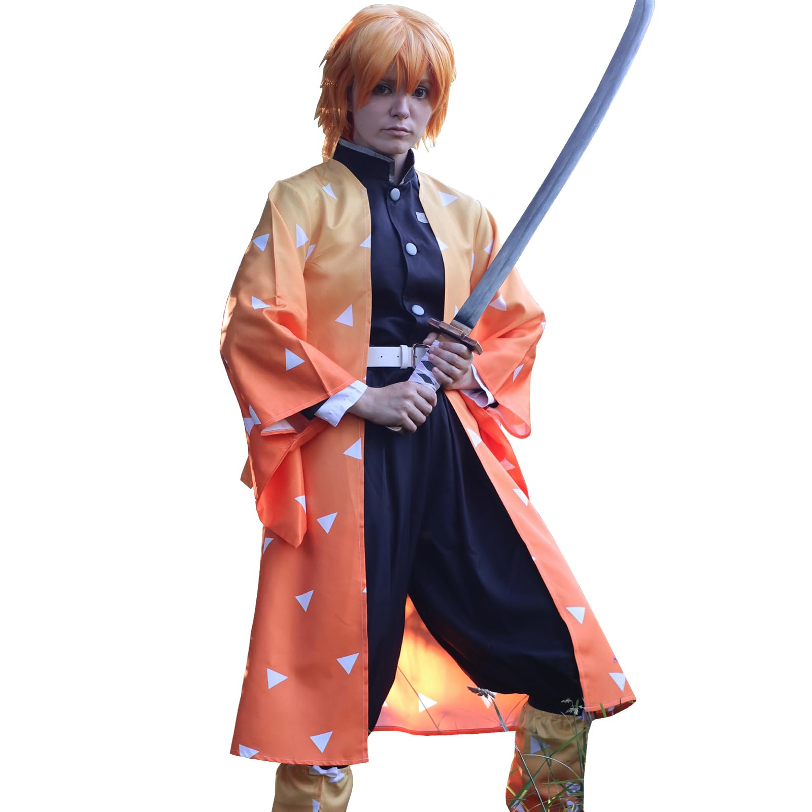 CR ROLECOS Zenitsu Cosplay Outfit Zenitsu Agatsuma Cosplay Costume Anime Kimono Uniform Halloween Costume L — image 1
