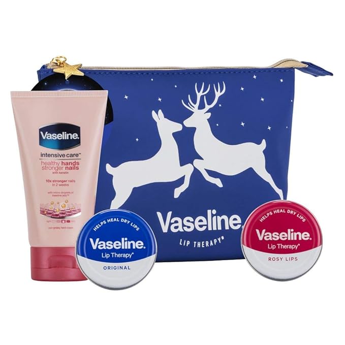 Vaseline Moonlit Kiss Beauty Bag, Lip Balm & Hand Lotion Gift Set for