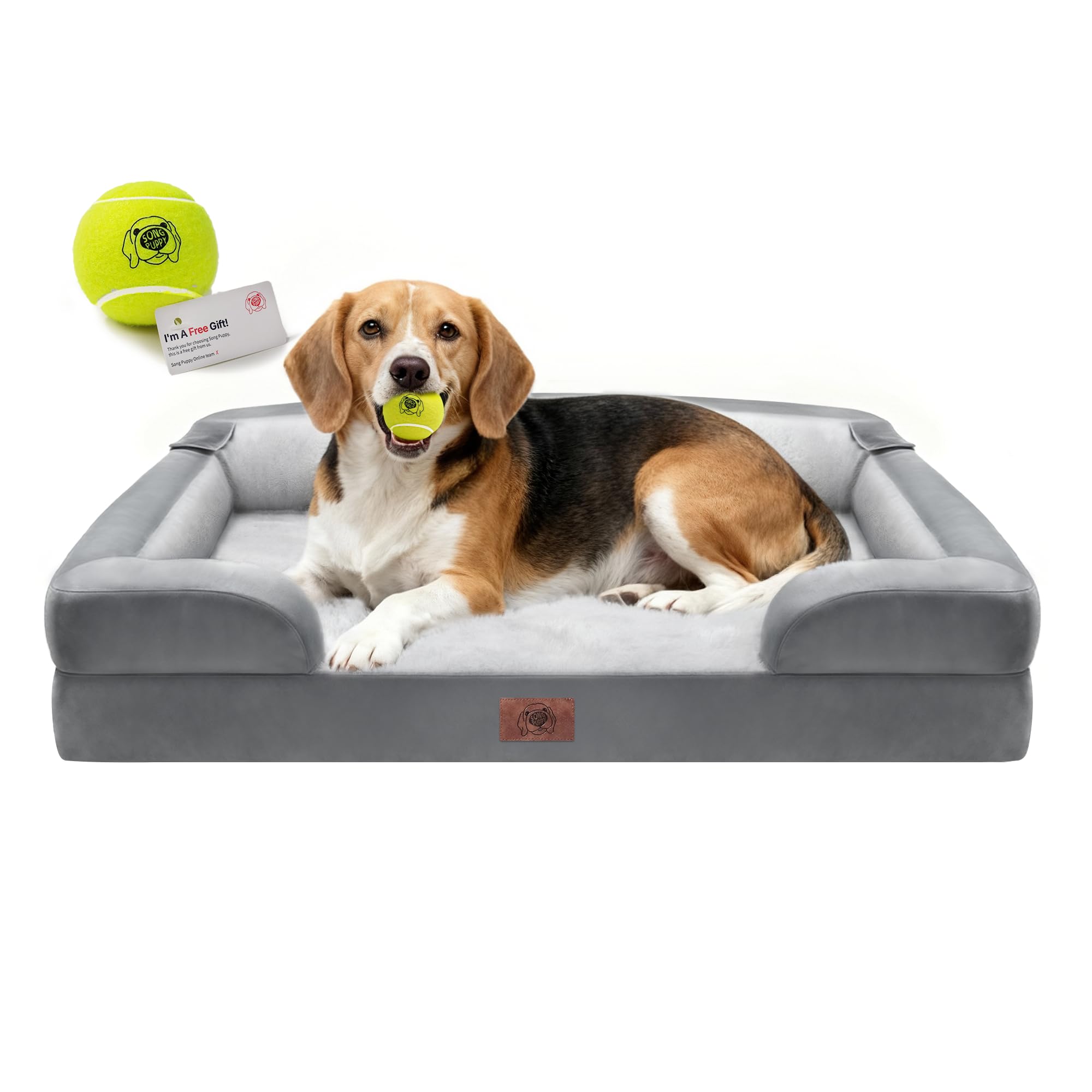 Orthopedic Dog Beds for Large Medium Dogs, Big Waterproof Memory Foam Pet Couch Bolster Bed with Removable Washable Cover, 36x27 Inch Image